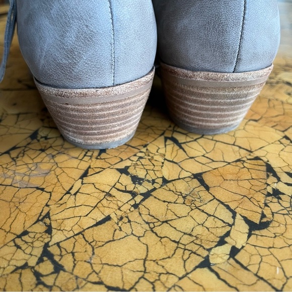Sam Edelman Packer Nubuck Leather Ankle Boot Womens 8 Taupe Stacked Wooden Heel - Picture 10 of 15